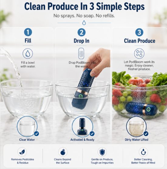 PodBloom Produce Cleaner how to use
