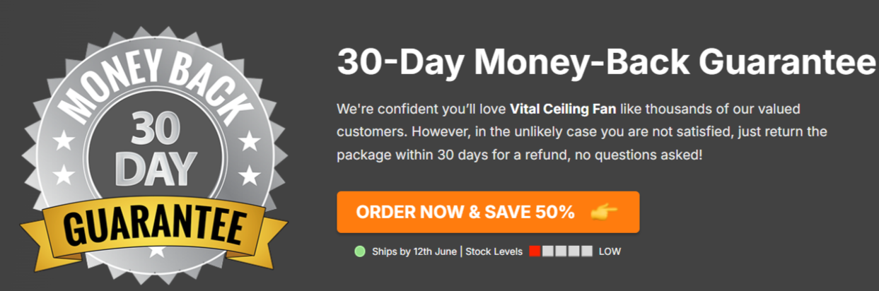 Vital Ceiling Fan Moneyback Guarantee